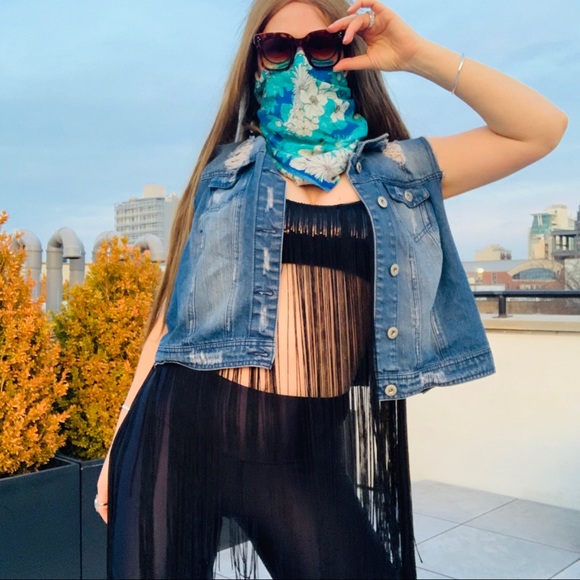 Highway Jeans Plus Distressed Oversized Blue Jacket Vest 2X - Picture 1 of 16